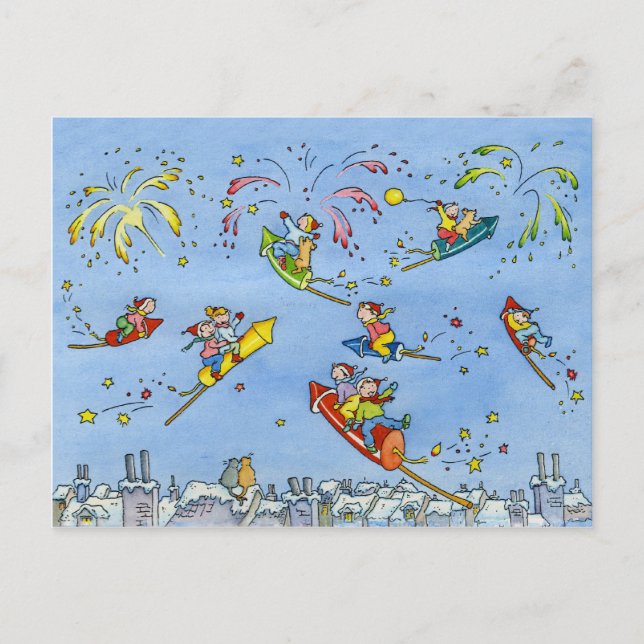 Carte postale "petits Rocket " de bonne année (Devant)