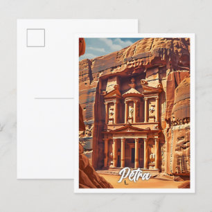 Carte Postale Petra Jordan Illustration de voyage artistique