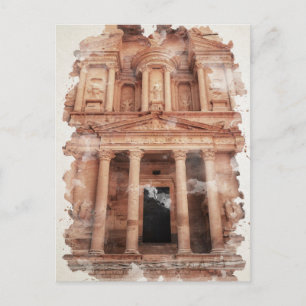 Carte Postale Petra Jordan Watercolor Art