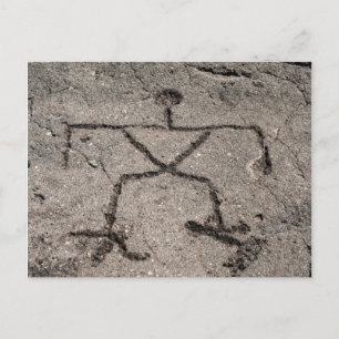 Carte Postale Petroglyphe hawaïen rétro - Petroglyphes Vintages