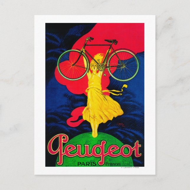 Carte Postale Peugeot Bicyclette Poster Vintage Europe (Devant)