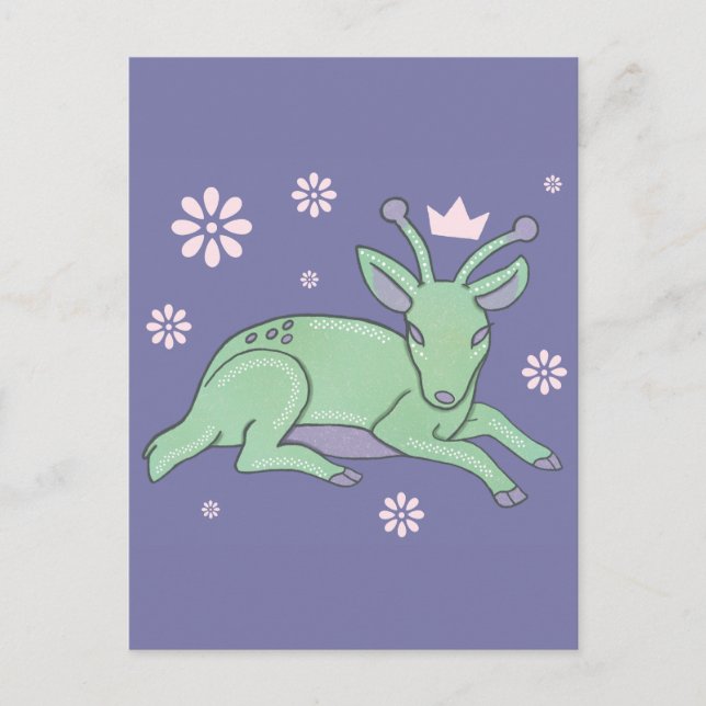 Carte Postale Peuple de cerfs extraterrestres Art folklorique |  (Devant)