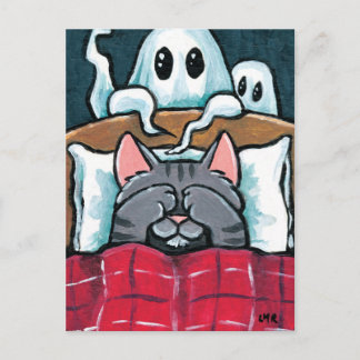 Carte Postale Peur de Ghosts Tabby Chat dans l'illustration de l