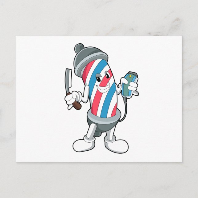 Carte Postale Peut comme coiffeur avec rasoir (Devant)