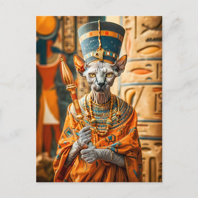 Carte Postale Pharaon sans cheveux avec couronne (Devant)