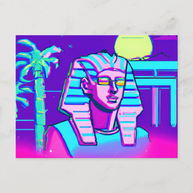 Carte Postale Pharaon Synthwave (Devant)