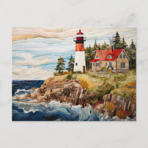 Carte Postale Phare au bord de la mer style quilt