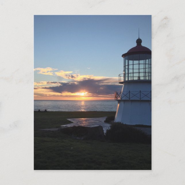 Carte Postale Phare Avec Coucher De Soleil Automne Côte Perdue C (Devant)