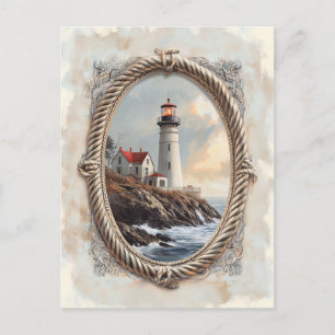 Carte Postale Phare Bordure de Corde Ornée Art