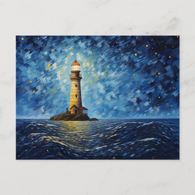 Carte Postale phare coloré paysage maritime (Devant)