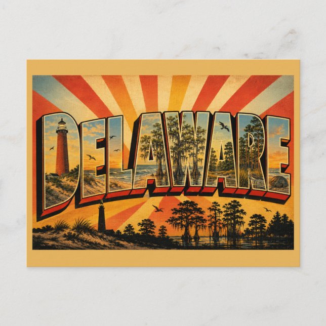 Carte Postale Phare côtier de Delaware Forêt de cyprès Art (Devant)