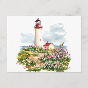 Carte Postale Phare dans l'aquarelle de printemps