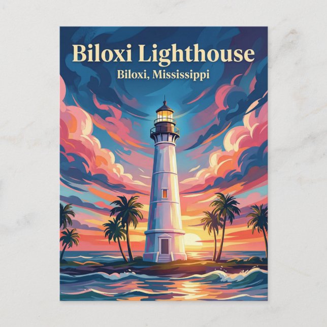 Carte Postale Phare de Biloxi Mississippi (Devant)