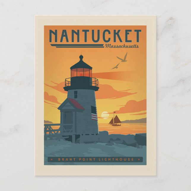 Carte Postale Phare de Brant Point | Nantucket MA (Devant)