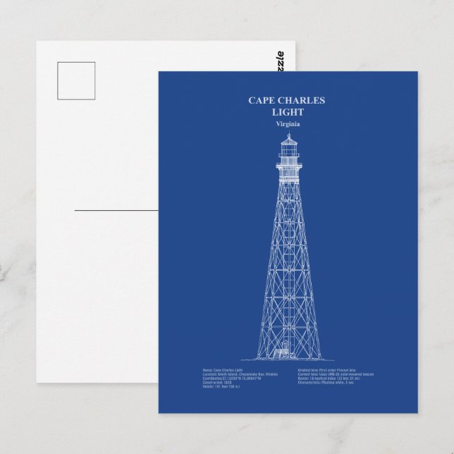 Carte Postale Phare de Cape Charles - Virginie - AD (Devant / Derrière)