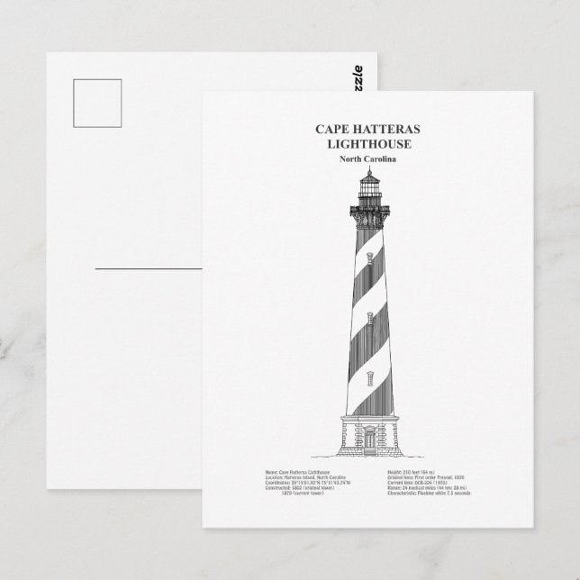 Carte Postale Phare de Cape Hatteras - Caroline du Nord - BD (Devant / Derrière)