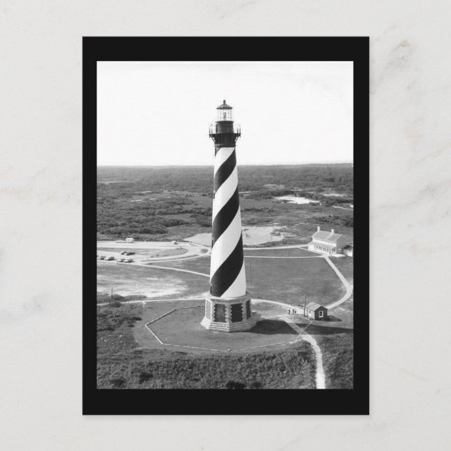 Carte Postale Phare de Cape Hatteras photo en noir et blanc (Devant)