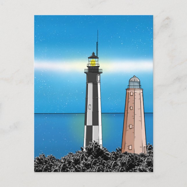 Carte Postale Phare de Cape Henry la nuit (Devant)