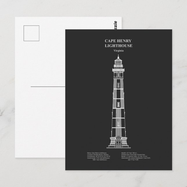 Carte Postale Phare de Cape Henry - Virginie - PD (Devant / Derrière)