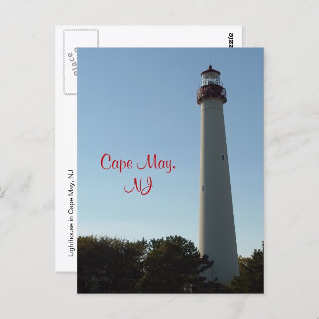 Carte Postale Phare de Cape May, NJ (Devant / Derrière)