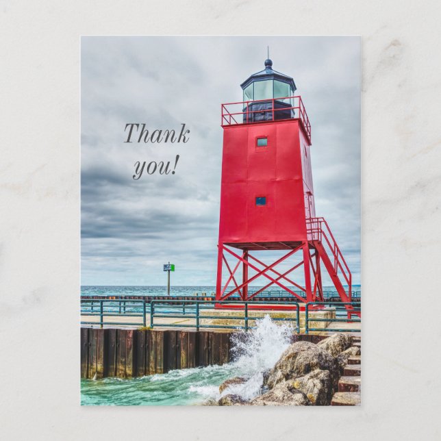 Carte Postale Phare de Charlevoix South Pierhead Merci (Devant)