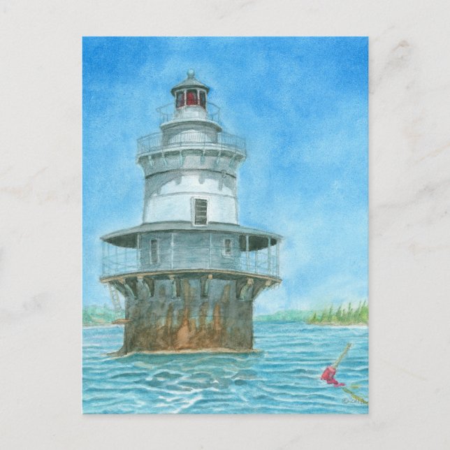 Carte Postale Phare de Goose Rocks Aquarelle (Devant)
