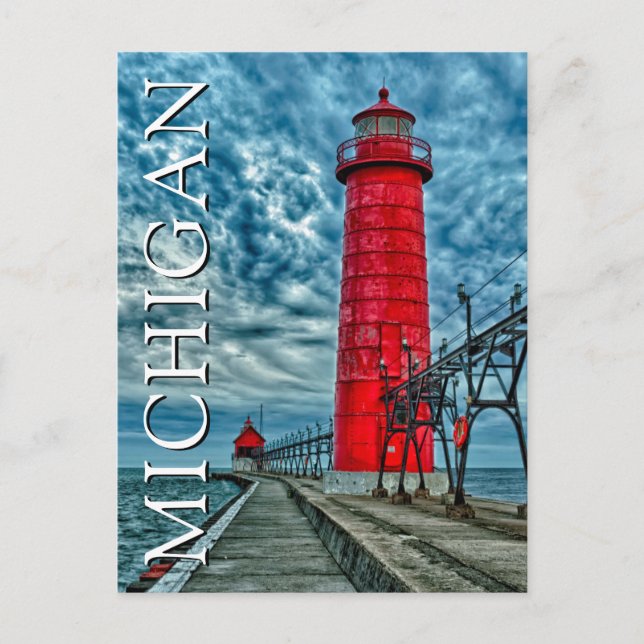 Carte Postale Phare de Grand Haven | Michigan | MERCI (Devant)
