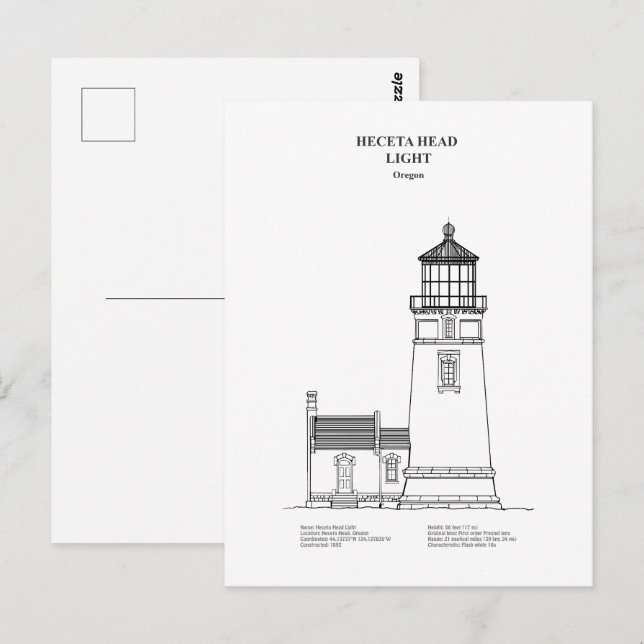 Carte Postale Phare de Heceta Head - Oregon - BD (Devant / Derrière)