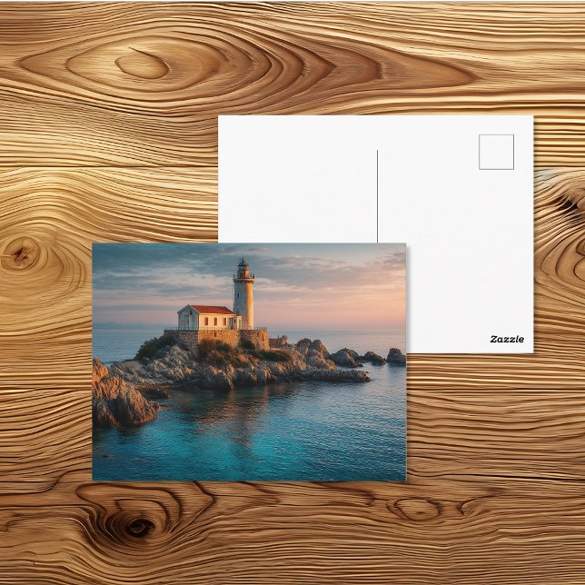 Carte Postale Phare de la côte rocheuse paysage marin (Créateur téléchargé)