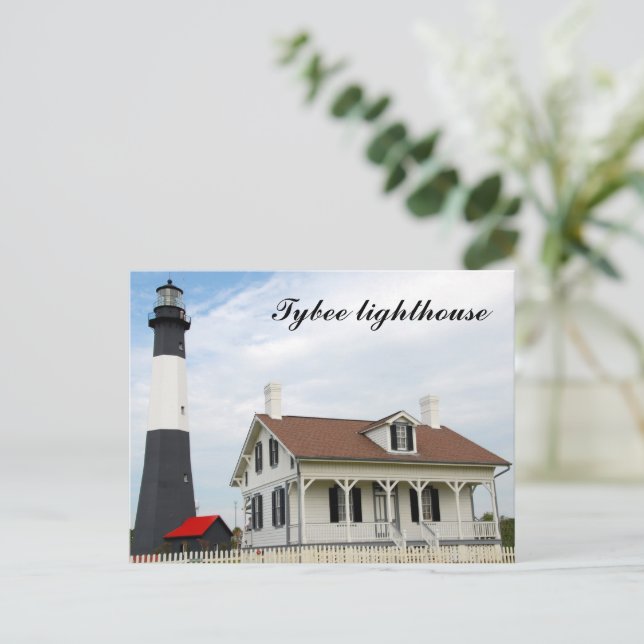 Carte postale phare de l'île Tybee (Debout devant)