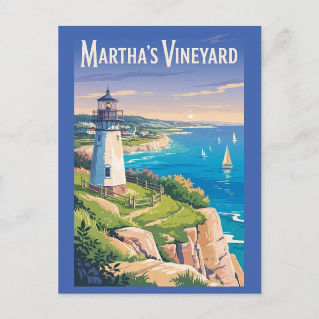 Carte Postale Phare de Martha's Vineyard Massachusetts Voyage (Devant)