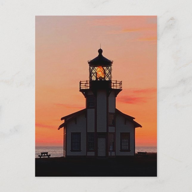 Carte Postale Phare de MENDOCINO Point Coucher de soleil de Cabr (Devant)