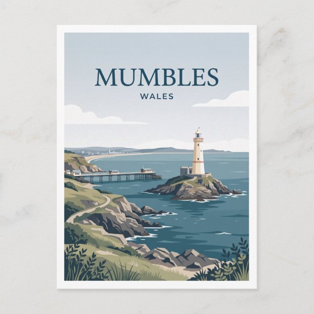 Carte Postale Phare de Mumbles Royaume-Uni (Devant)
