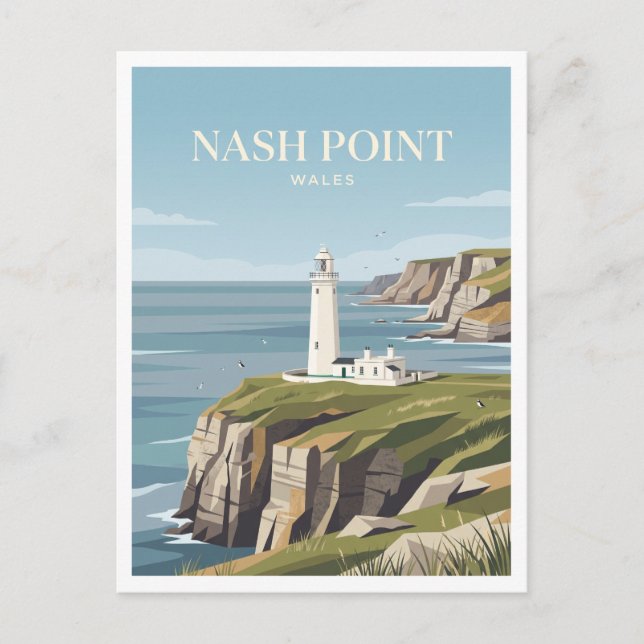 Carte Postale Phare de Nash Point Llantwit Major (Devant)