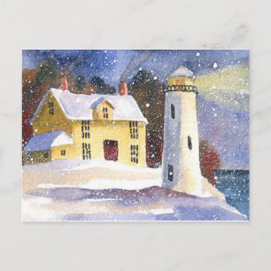 Carte Postale Phare de neige hiver