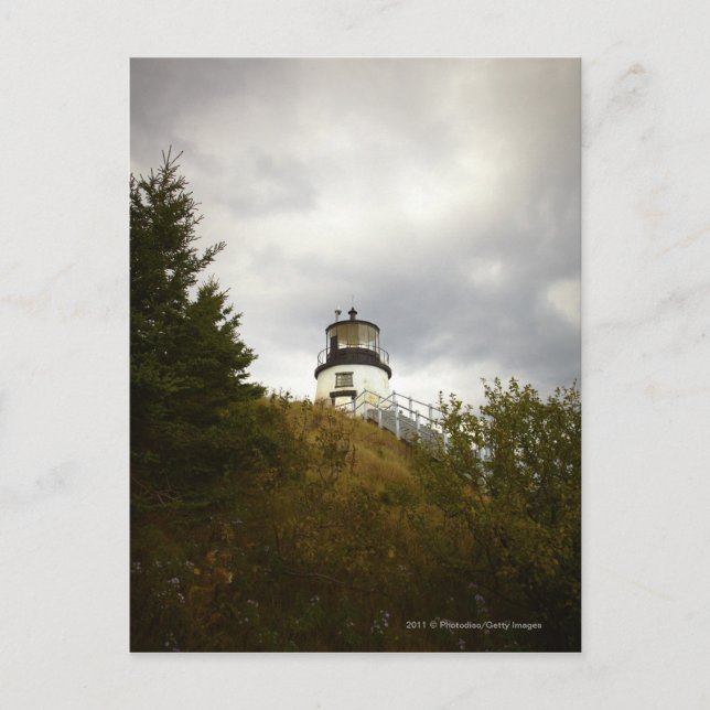 Carte Postale Phare de Owl's Head un jour nuageux (Devant)