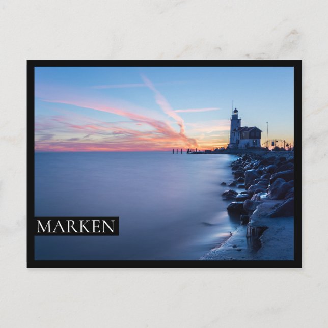 Carte Postale Phare de Paard van Marken au lever du soleil bleu (Devant)