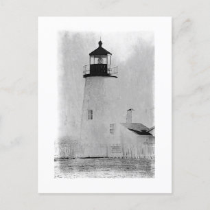 Carte Postale Phare de Pemaquié Noir et Blanc dans le Maine