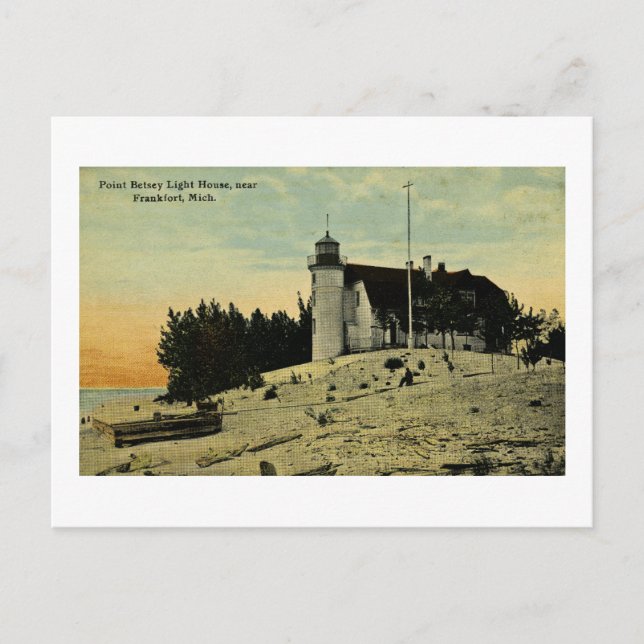 Carte Postale Phare de Point Betsey près de Frankfort Michigan (Devant)