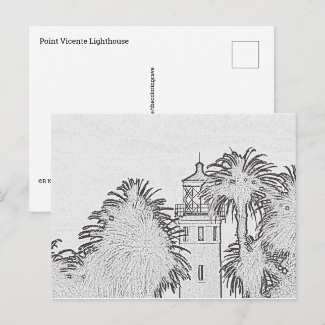 Carte postale - Phare de Point Vicente à colorier (Devant / Derrière)