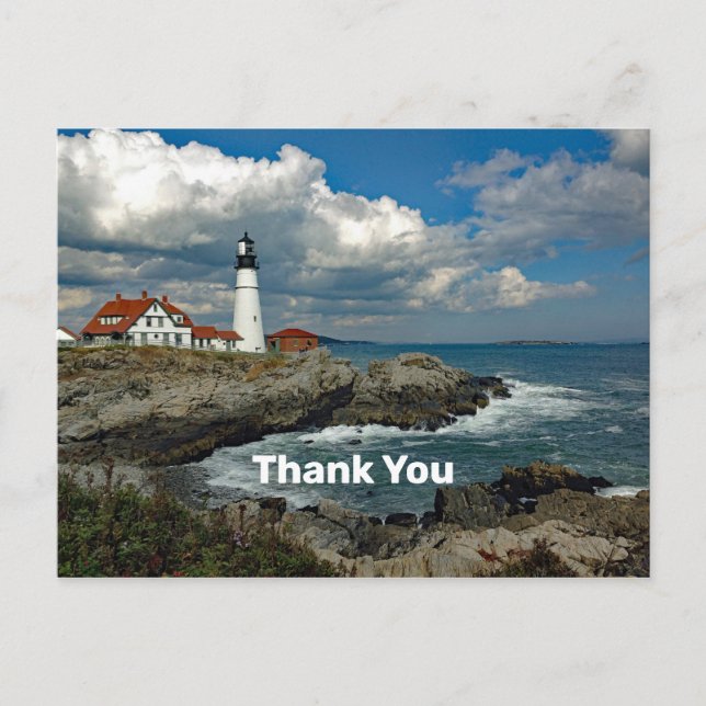 Carte Postale Phare de Portland Head Maine Photo Merci (Devant)