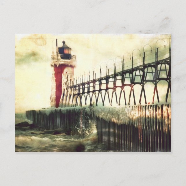 Carte Postale Phare de South Haven Michigan (Devant)