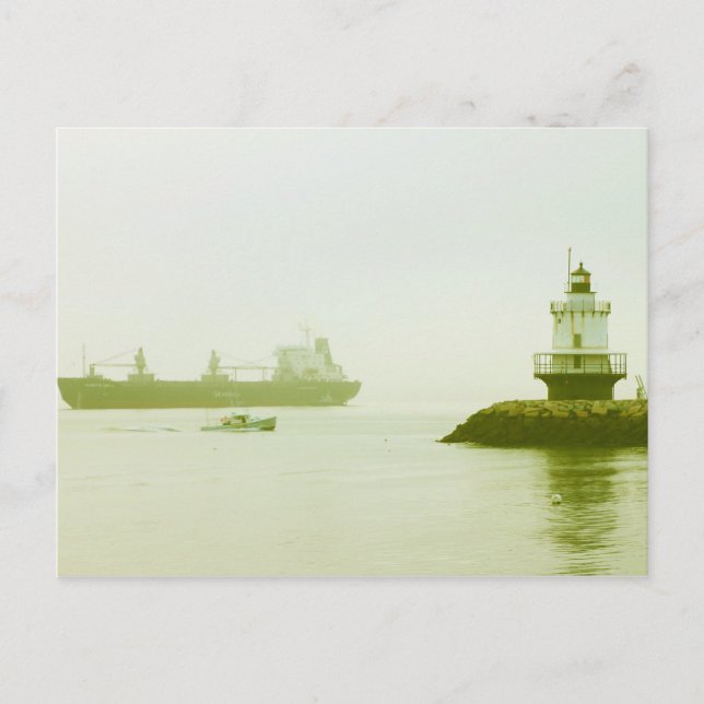 Carte Postale Phare de Spring Point Ledge Freighter Portland (Devant)