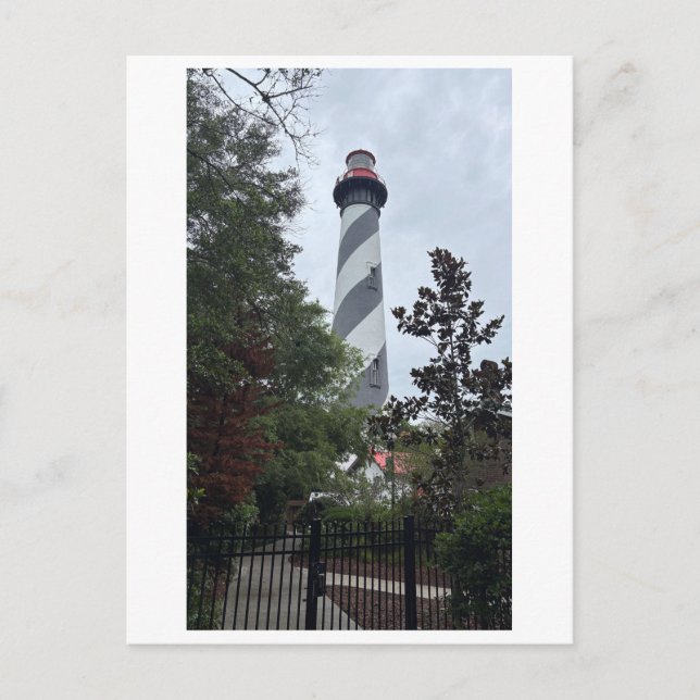 Carte Postale Phare de St. Augustine Tour noire et blanche (Devant)