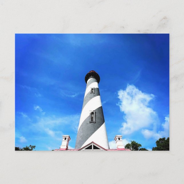Carte Postale Phare de St. Augustine Vue Dramatique Vers le Haut (Devant)