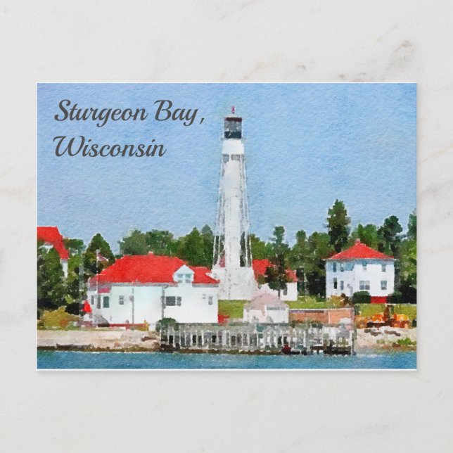 Carte Postale Phare de Sturgeon Bay, Comté de Door, Wisconsin (Devant)
