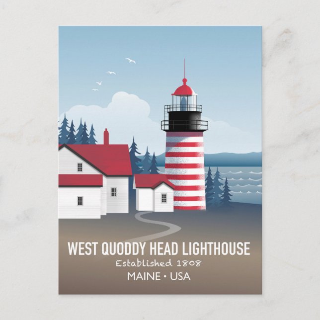 Carte Postale Phare de West Quoddy Head (Devant)