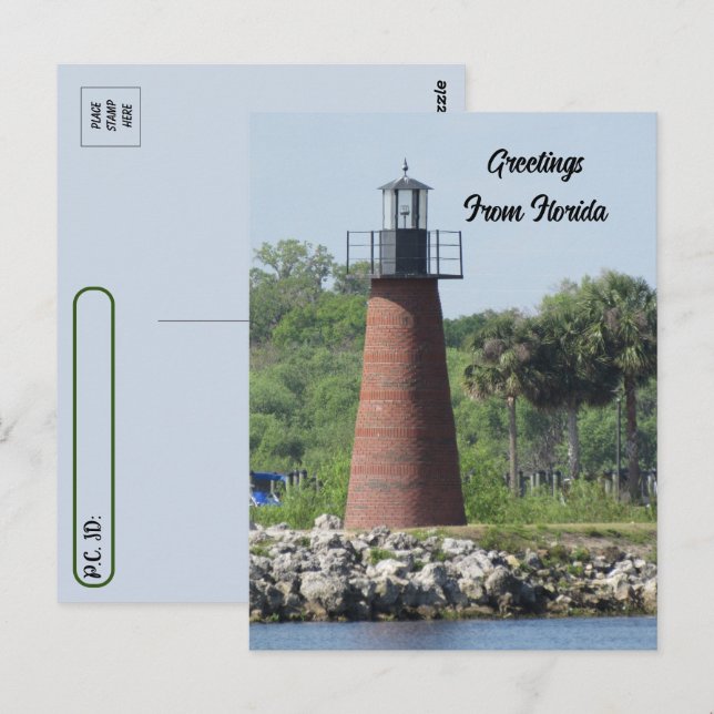 Carte Postale Phare du lac Tohopekaliga Floride (Devant / Derrière)