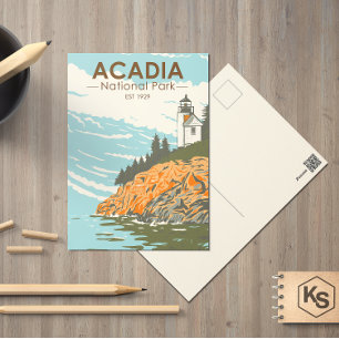 Carte Postale Phare du port de Bar Park National Acadia