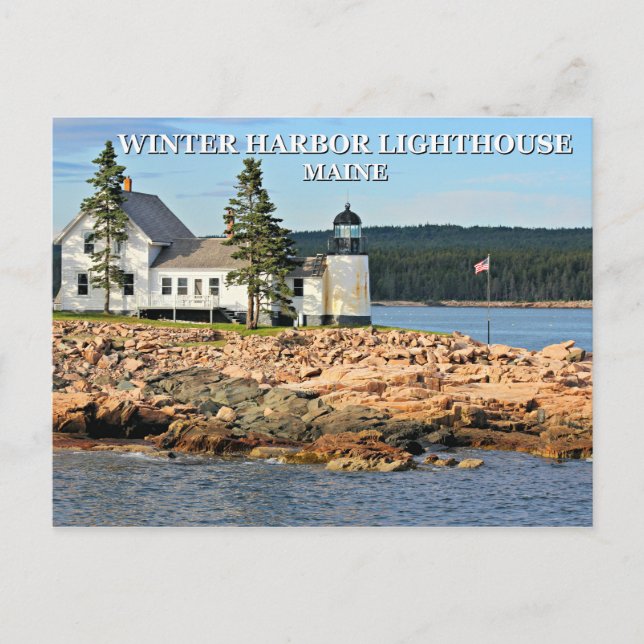Carte Postale Phare du port d'hiver, Maine (Devant)